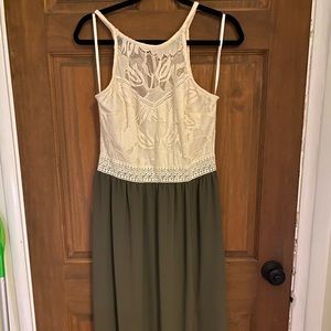 Lace detail halter top maxi dress